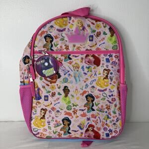 Disney Princess Backpack Kids Girls One Size Pink Flashing Lights Ariel Belle
